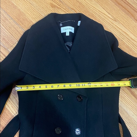 Retail $400 New Calvin Klein black wrap coat with belt - Picture 13 of 16